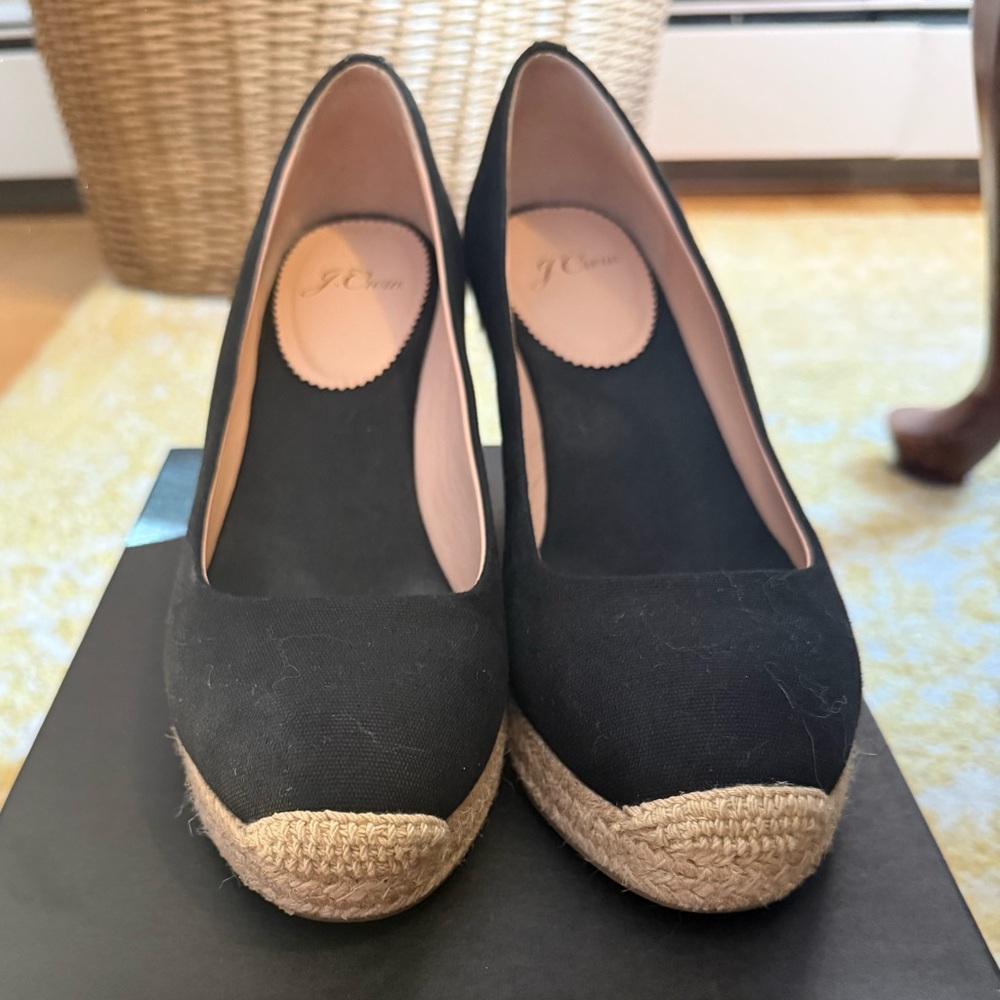 Like New J. Crew Black Espadrille Wedges - Size 7